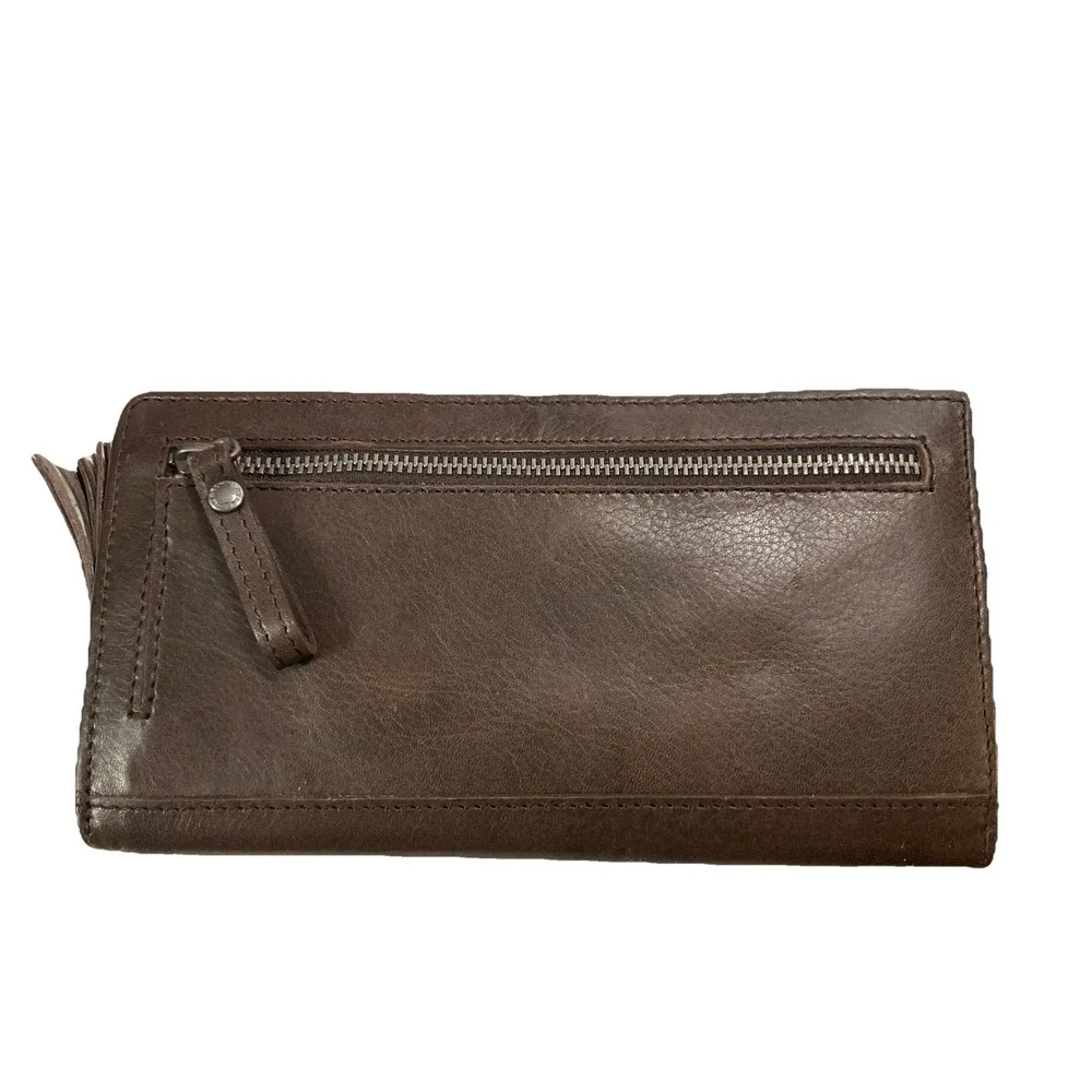 SPIKES‎ AND SPARROW Women's Expandable Wallet BROWN LEATHER NEW